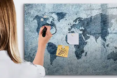 Magnetic marker board painted world map