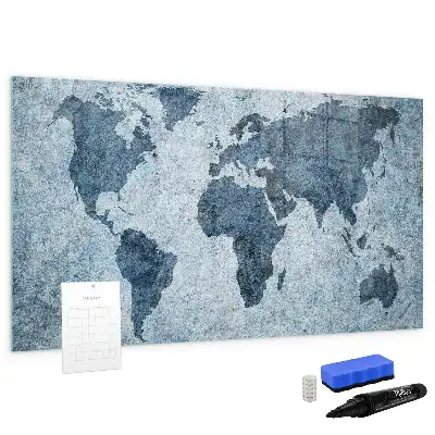 Magnetic marker board painted world map