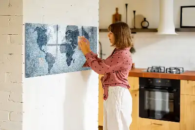 Magnetic marker board painted world map