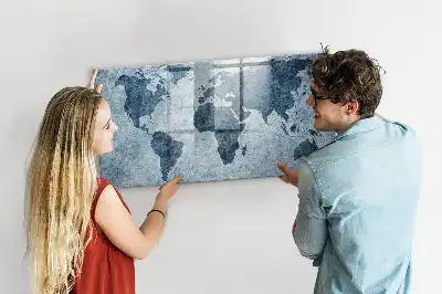 Magnetic marker board painted world map