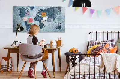 Magnetic marker board painted world map