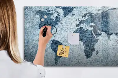 Magnetic marker board painted world map