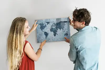Magnetic marker board painted world map