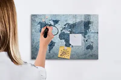 Magnetic marker board painted world map