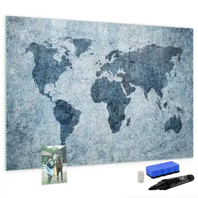 Magnetic marker board painted world map