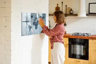 Magnetic marker board painted world map