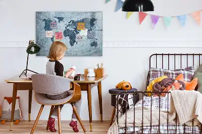 Magnetic marker board painted world map