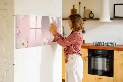 Magnetic glass dry erase board daisies design