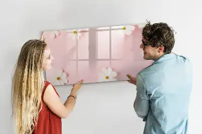 Magnetic glass dry erase board daisies design