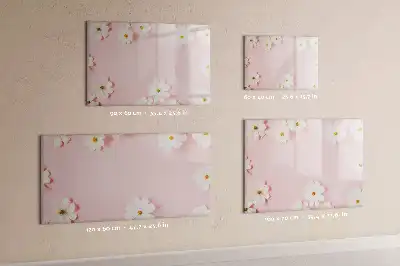 Magnetic glass dry erase board daisies design