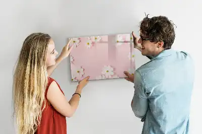 Magnetic glass dry erase board daisies design