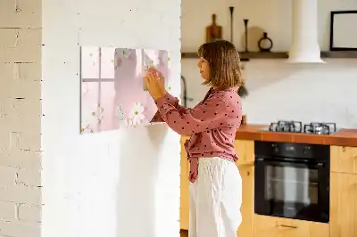 Magnetic glass dry erase board daisies design