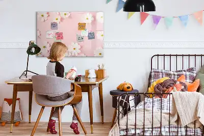 Magnetic glass dry erase board daisies design