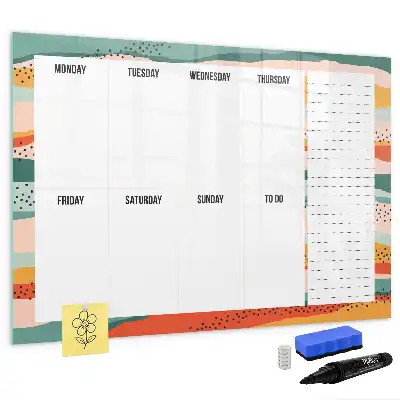 Magnetic weekly planner board retro style