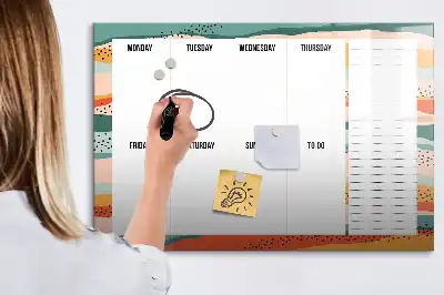 Magnetic weekly planner board retro style