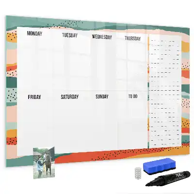 Magnetic weekly planner board retro style