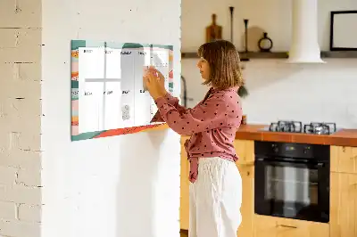 Magnetic weekly planner board retro style