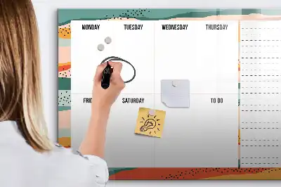 Magnetic weekly planner board retro style