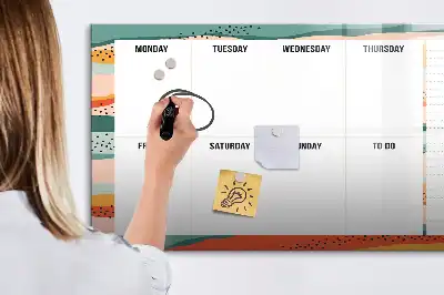 Magnetic weekly planner board retro style
