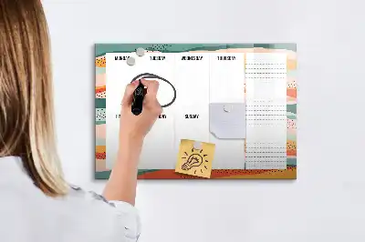 Magnetic weekly planner board retro style