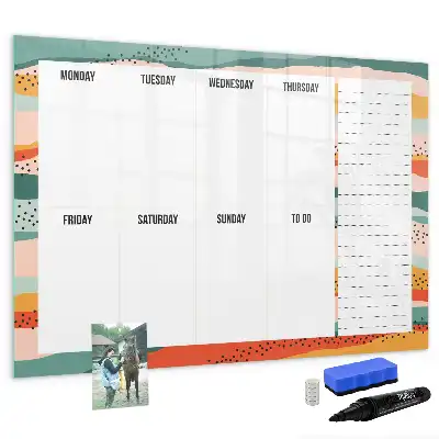 Magnetic weekly planner board retro style
