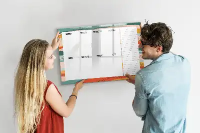 Magnetic weekly planner board retro style