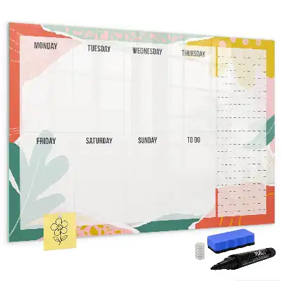 Magnetic glass dry erase board weekly planner