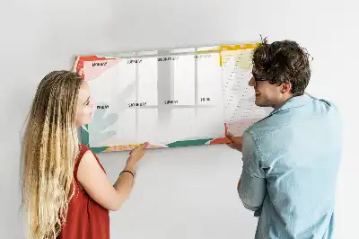 Magnetic glass dry erase board weekly planner