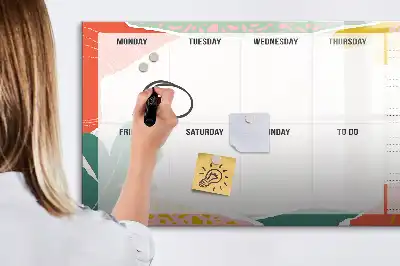 Magnetic glass dry erase board weekly planner
