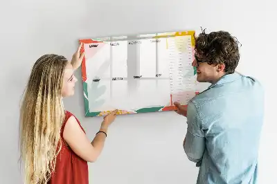 Magnetic glass dry erase board weekly planner