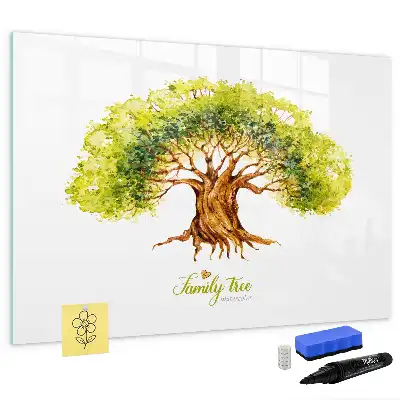 Magnetic glass dry erase board family tree design