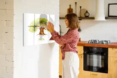 Magnetic glass dry erase board family tree design