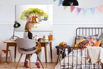 Magnetic glass dry erase board family tree design