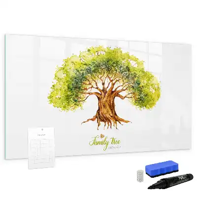 Magnetic glass dry erase board family tree design