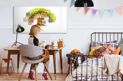 Magnetic glass dry erase board family tree design