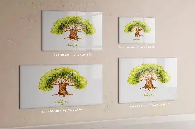Magnetic glass dry erase board family tree design