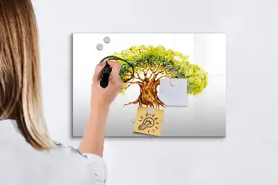 Magnetic glass dry erase board family tree design