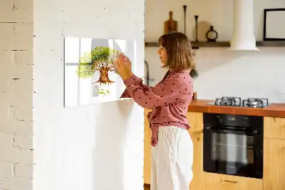 Magnetic glass dry erase board family tree design