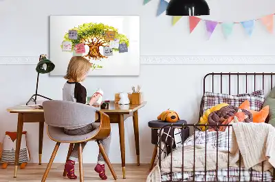 Magnetic glass dry erase board family tree design