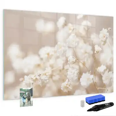 Magnetic marker board with small white flowers design