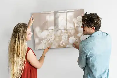 Magnetic marker board with small white flowers design