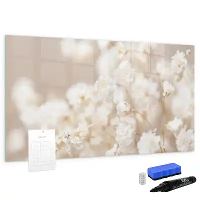 Magnetic marker board with small white flowers design
