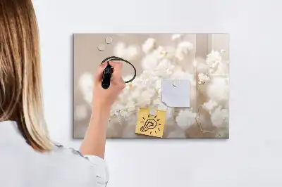 Magnetic marker board with small white flowers design