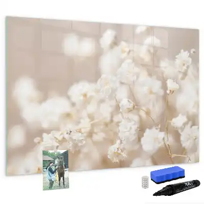 Magnetic marker board with small white flowers design