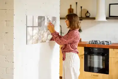 Magnetic marker board with small white flowers design