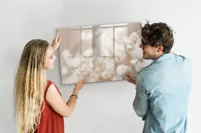 Magnetic marker board with small white flowers design