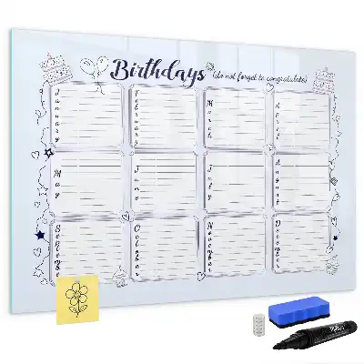 Magnetic glass dry erase board birthday card style