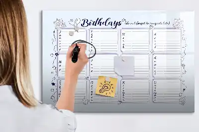 Magnetic glass dry erase board birthday card style