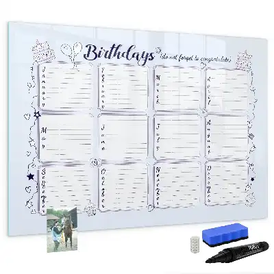 Magnetic glass dry erase board birthday card style