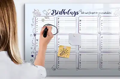 Magnetic glass dry erase board birthday card style